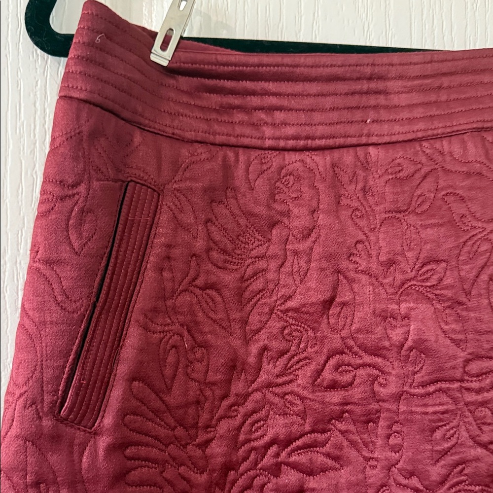 Anthropologie Burgundy Embroidered Mini Skirt - Picture 3 of 9
